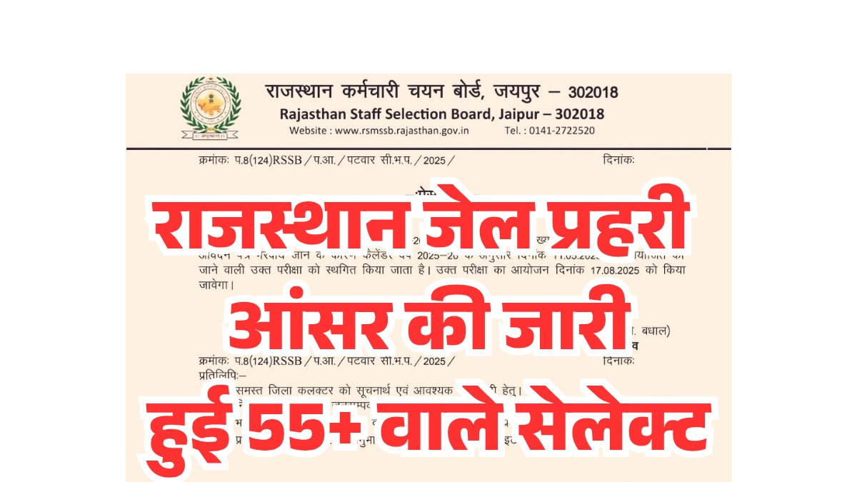Rajasthan Jail Prahari Answer Key 2025